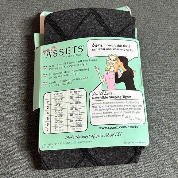 ♠️ Assets by Spanx Flipside Diamond Reversible Shaping Tights - NIB ♠️ - Picture 2 of 3